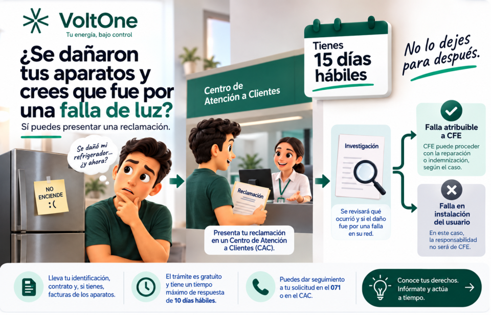 Centro de atención aparatos dañados, imagen ilustra como debes hacer el trámite ante la CFE