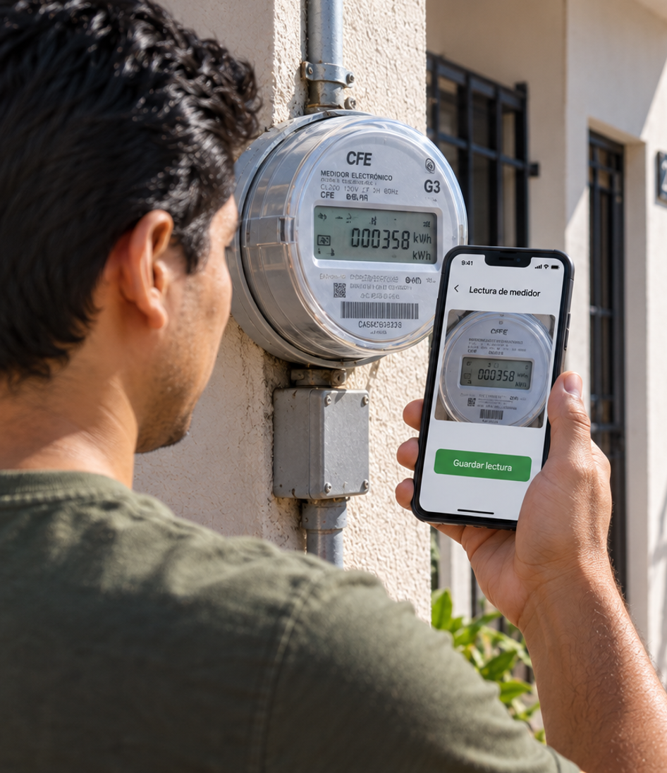 Pantalla de un celular con una gráfica que muestra la distribución del consumo eléctrico en kWh entre los rangos básico, intermedio y excedente.