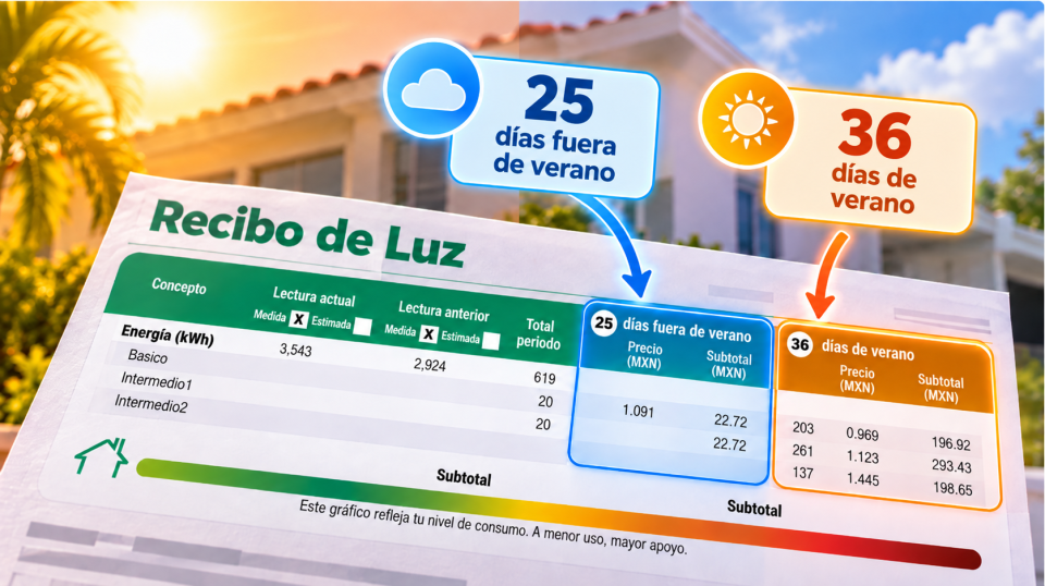 Dias de verano y dias fuera de verano CFE
