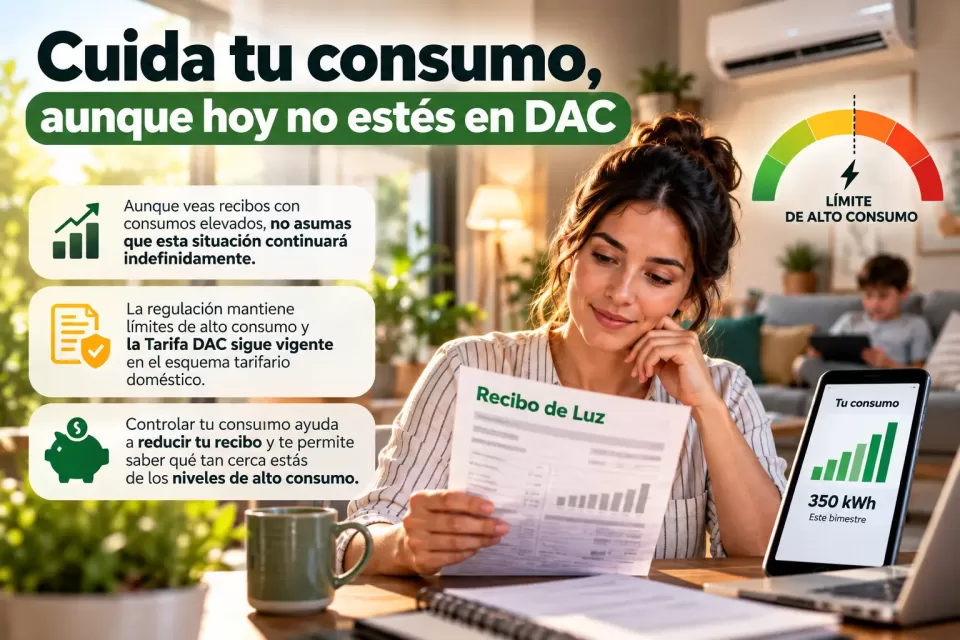 Persona revisando su recibo de luz y su consumo eléctrico para evitar acercarse al límite de alto consumo de la Tarifa DAC