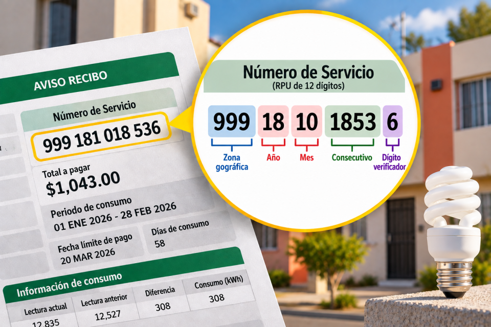 RPU NUMERO DE SERVICIO DIGITOS